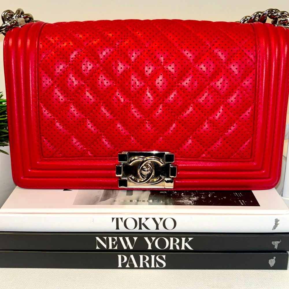EUC RED Chanel BOY BAG!